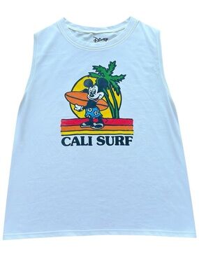 Y2K Disney Muscle Tank Vintage Graphic Tee Mickey Mouse Cali Surf Disney Adult M
